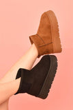 WILD DIVA Suede Round Toe Platform Booties - Trendsi