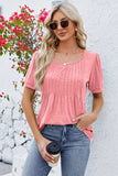Ruched Scoop Neck Short Sleeve Blouse - Trendsi - Flyclothing LLC