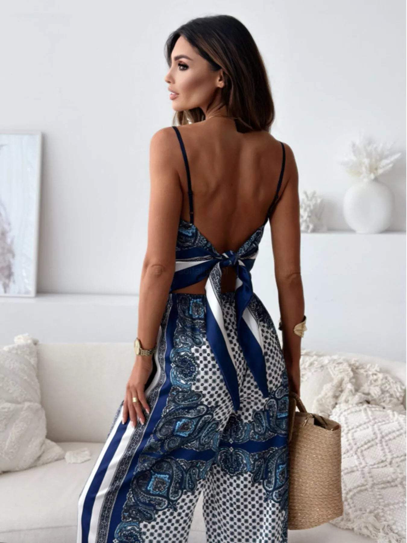 Printed Cami and Wide Leg Pants Set - Trendsi - Flyclothing LLC