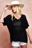 BiBi V-Neck Short Sleeve Knit Top - Trendsi - Flyclothing LLC
