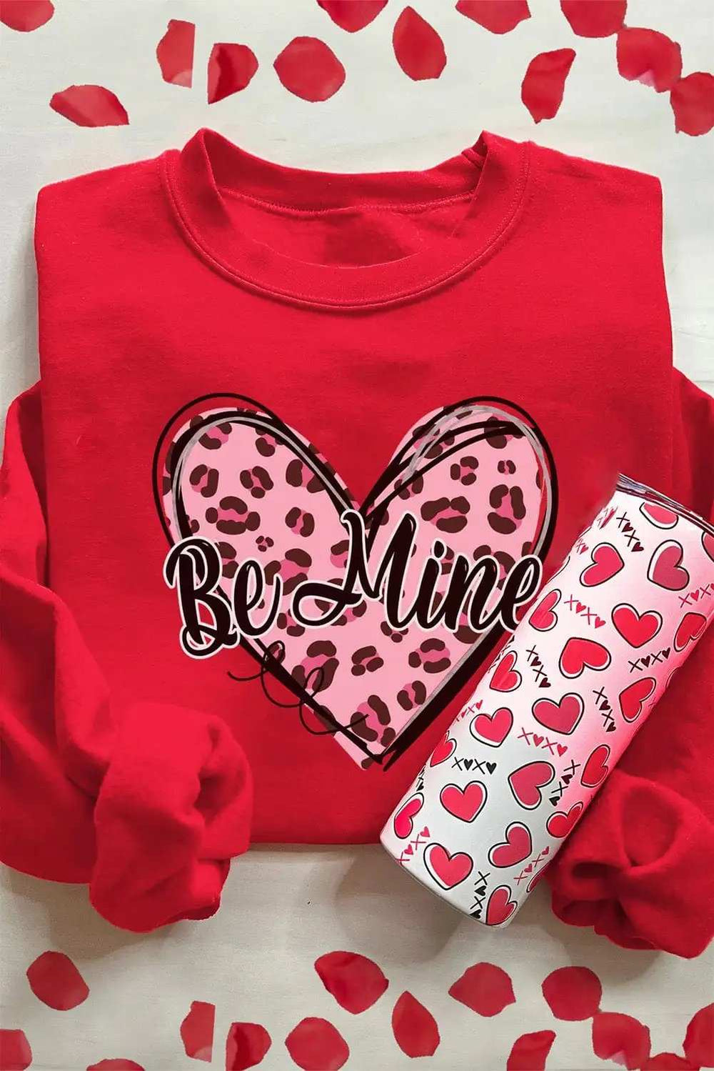 Valentine's Day BE MINE Heart Long Sleeve Sweatshirt - Trendsi - Flyclothing LLC