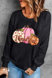 Pumpkin Graphic Round Neck Dropped Shoulder Sweatshirt - Trendsi - Flyclothing LLC