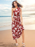 Printed Single Shoulder Sleeveless Dress - Trendsi