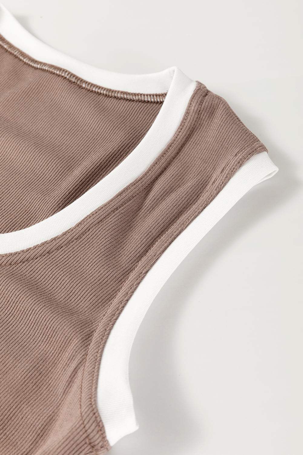 Contrast Edge Scoop Neck Wide Strap Knit Tank - Trendsi - Flyclothing LLC