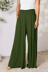 Basic Bae Full Size Smocked Wide Waistband Wide Leg Pants - ShopBasicbae - Flyclothing LLC