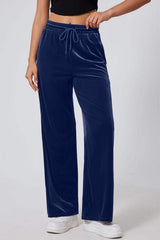 Drawstring Elastic Waist Straight Leg Pants - Trendsi - Flyclothing LLC