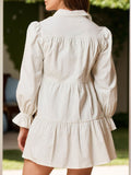 Collared Neck Flounce Sleeve Mini Dress - Trendsi