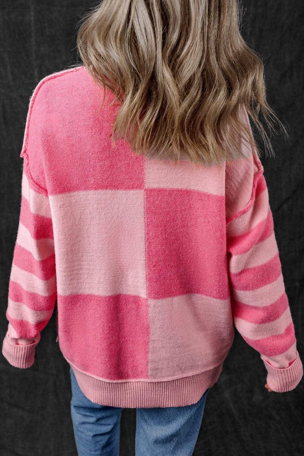Exposed Seam Round Neck Sweater - Trendsi - Flyclothing LLC