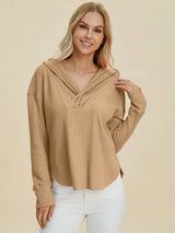 Double Take Full Size High-Low Dropped Shoulder Long Sleeve Hoodie - Trendsi - Flyclothing LLC