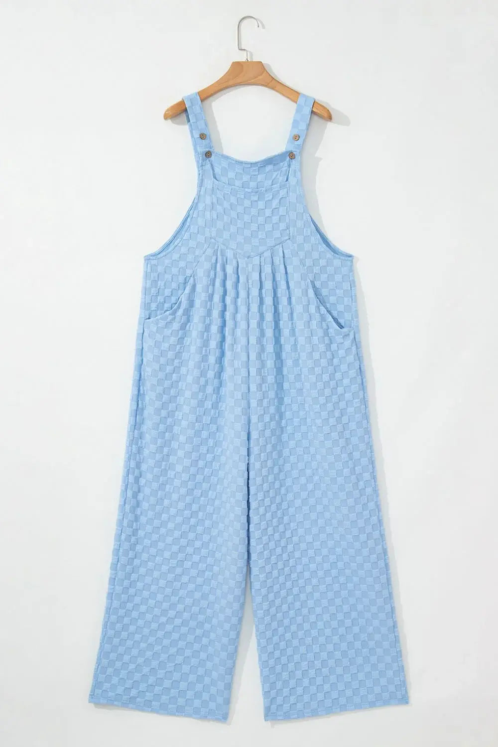 Checkered Pocketed Wide Leg Overalls - Trendsi - Flyclothing LLC