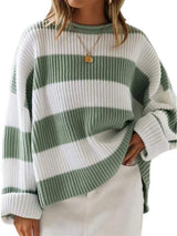 Round Neck Long Sleeve Sweater - Trendsi - Flyclothing LLC