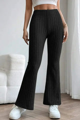 Basic Bae Full Size Ribbed High Waist Flare Pants - ShopBasicbae - Flyclothing LLC