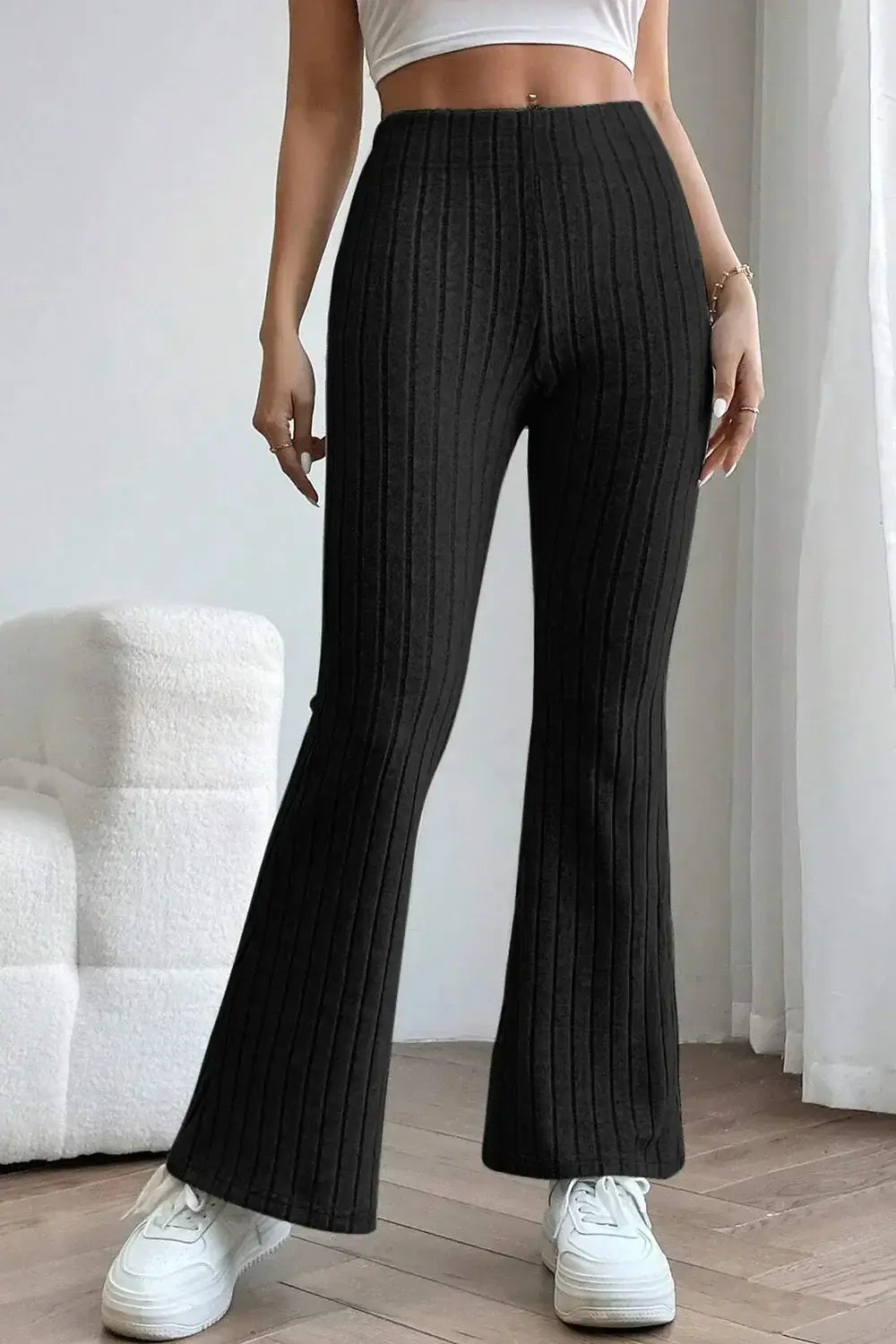 Basic Bae Full Size Ribbed High Waist Flare Pants - ShopBasicbae - Flyclothing LLC