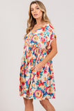 SAGE + FIG Full Size Floral Button-Down Short Sleeve Dress - Trendsi