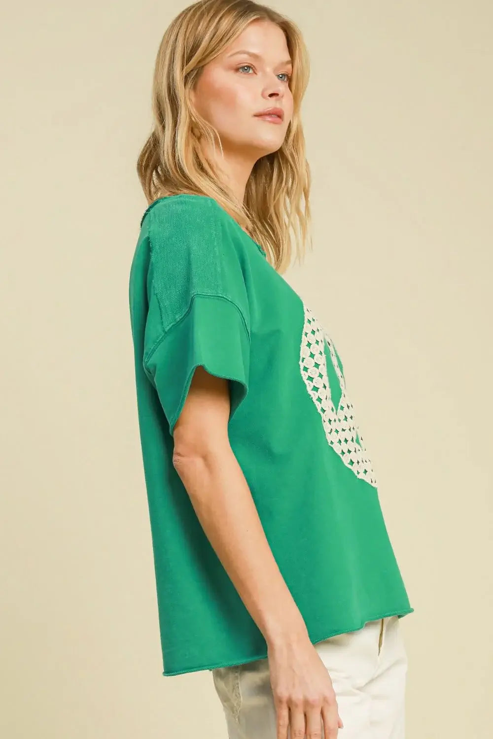 Umgee Full Size Mineral Wash T-Shirt with Lace Applique Plus Size - Trendsi - Flyclothing LLC