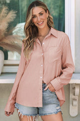 Striped Button Up Long Sleeve Shirt - Trendsi - Flyclothing LLC