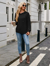 Ribbed Drawstring Long Sleeve Hoodie - Trendsi - Flyclothing LLC