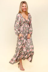 Haptics Twisted Detail Ruffled Hem Floral Dress with Side Pockets - Trendsi