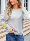 Angel Wings Flower Round Neck Dropped Shoulder Sweater - Trendsi - Flyclothing LLC