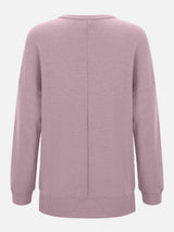 Side Slit Round Neck Long Sleeve T-Shirt - Trendsi - Flyclothing LLC