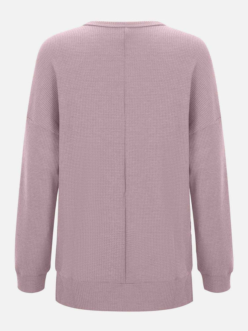 Side Slit Round Neck Long Sleeve T-Shirt - Trendsi - Flyclothing LLC