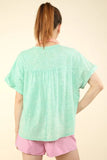 VERY J Nochted Short Sleeve Washed T-Shirt - Trendsi