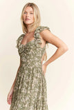 Jade By Jane Ruffle Sleeve Tiered Maxi Dress - Trendsi - Flyclothing LLC