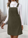 Corduroy Overall Mini Dress with Adjustable Straps - Trendsi - Flyclothing LLC