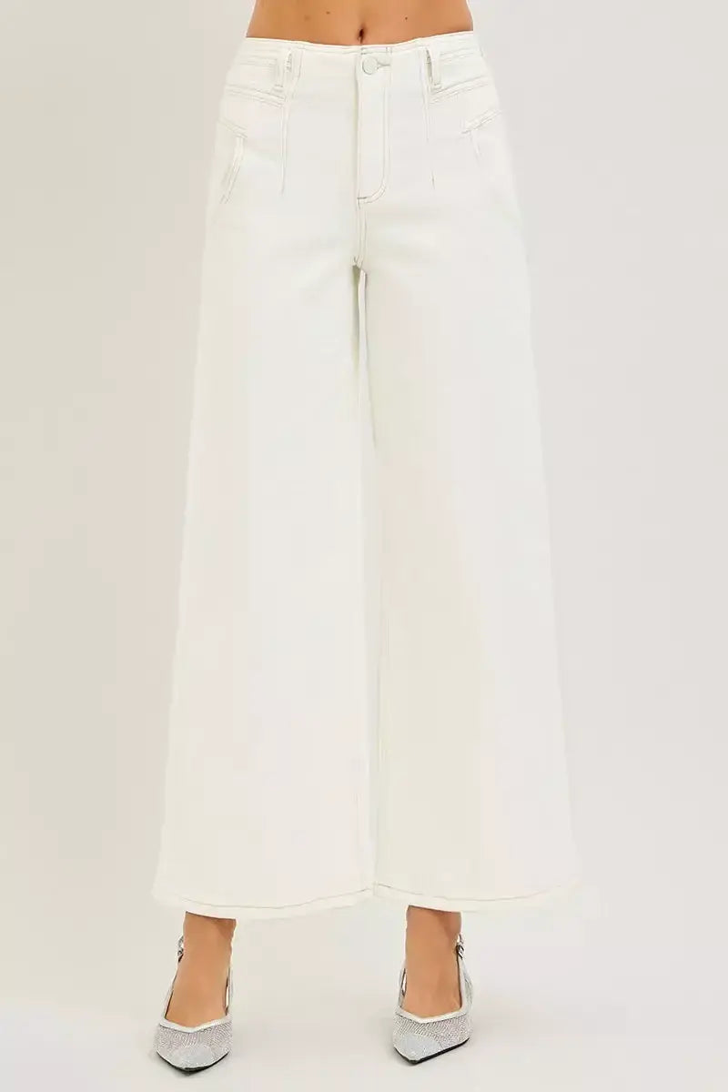RISEN High Rise Ankle Wide Pants - Trendsi - Flyclothing LLC