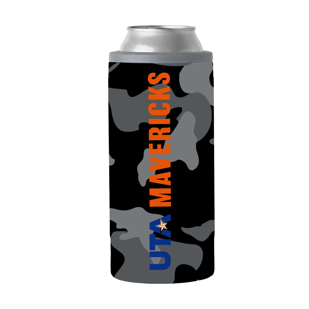 UT Arlington Black Camo 12oz Slim Can Coolie - Logo Brands - Flyclothing LLC