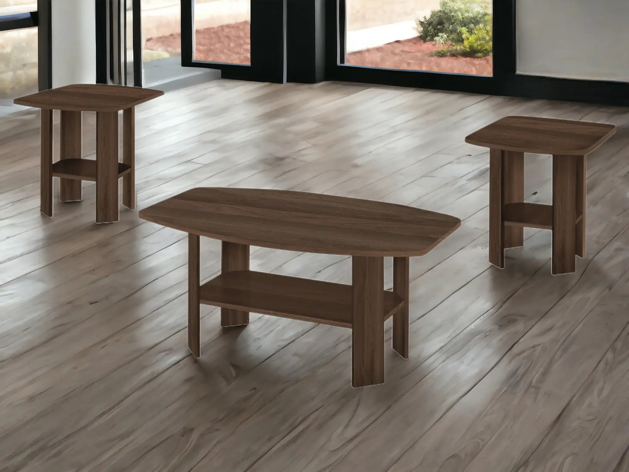 Set of Three 36" Espresso Coffee Table With Three Shelves - Homeroots - Flyclothing LLC