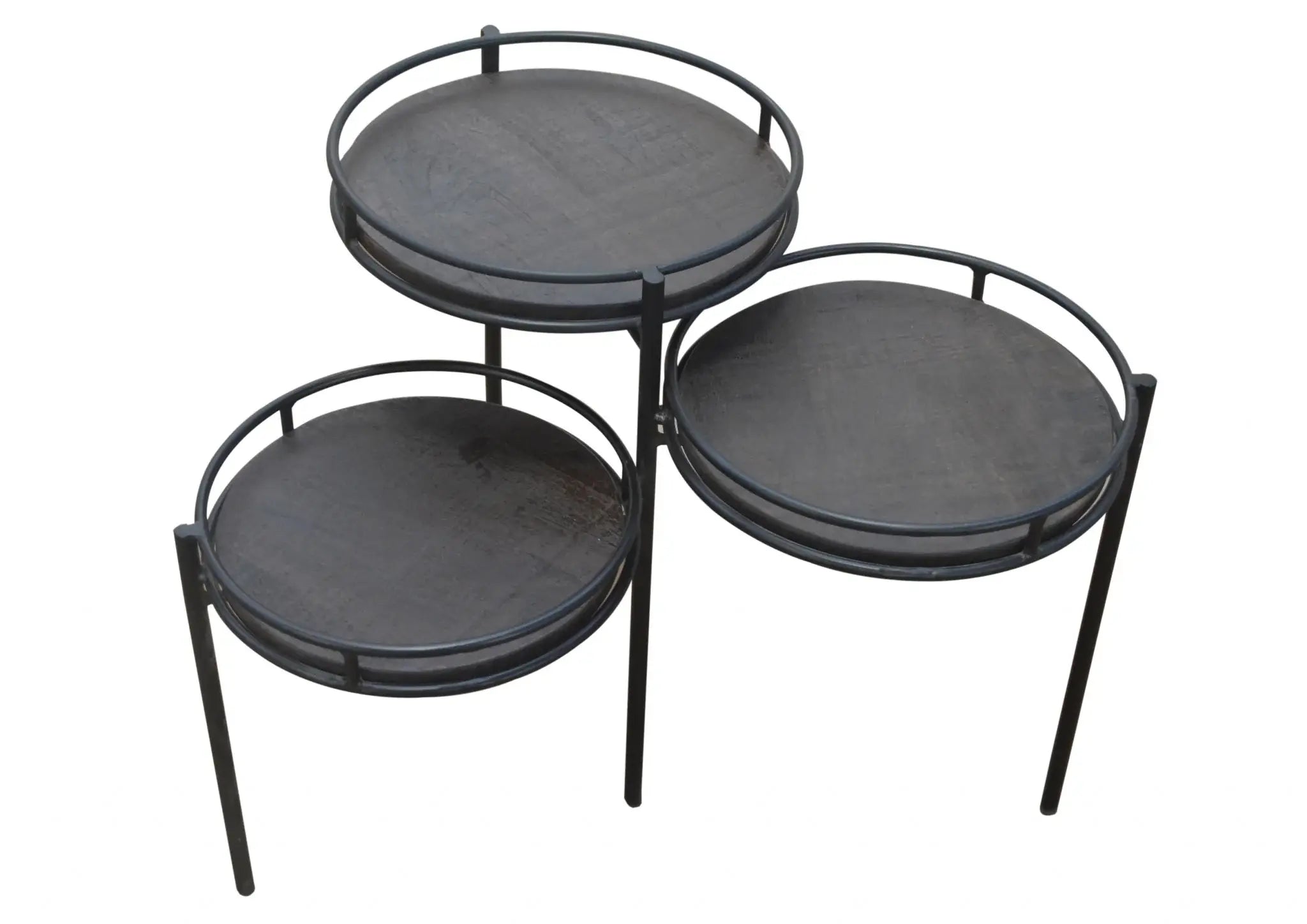 23" Black Solid Wood And Iron Round End Table - Homeroots - Flyclothing LLC