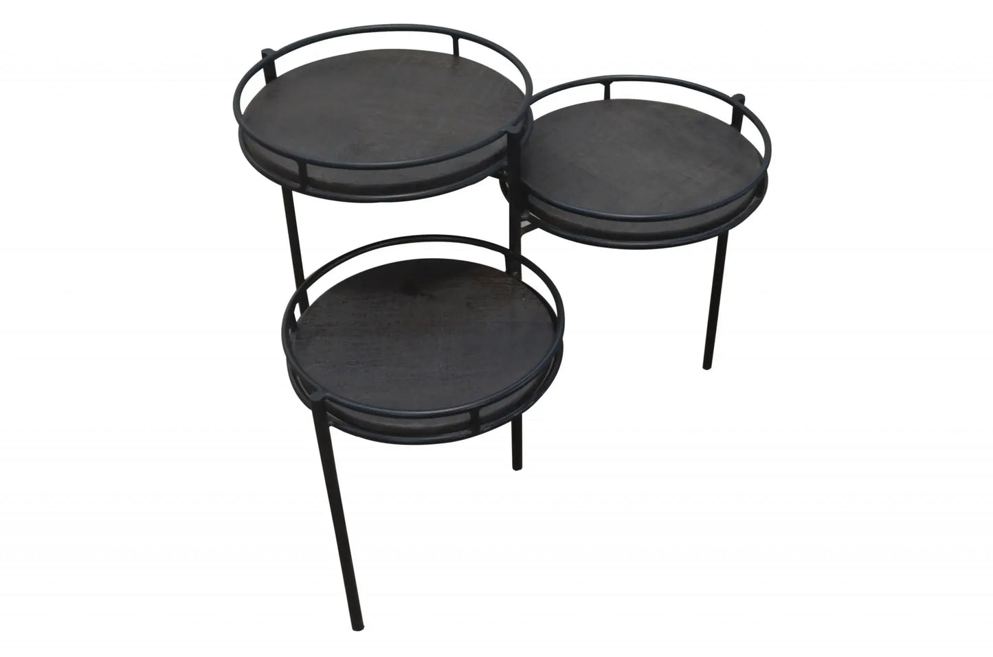 23" Black Solid Wood And Iron Round End Table - Homeroots - Flyclothing LLC