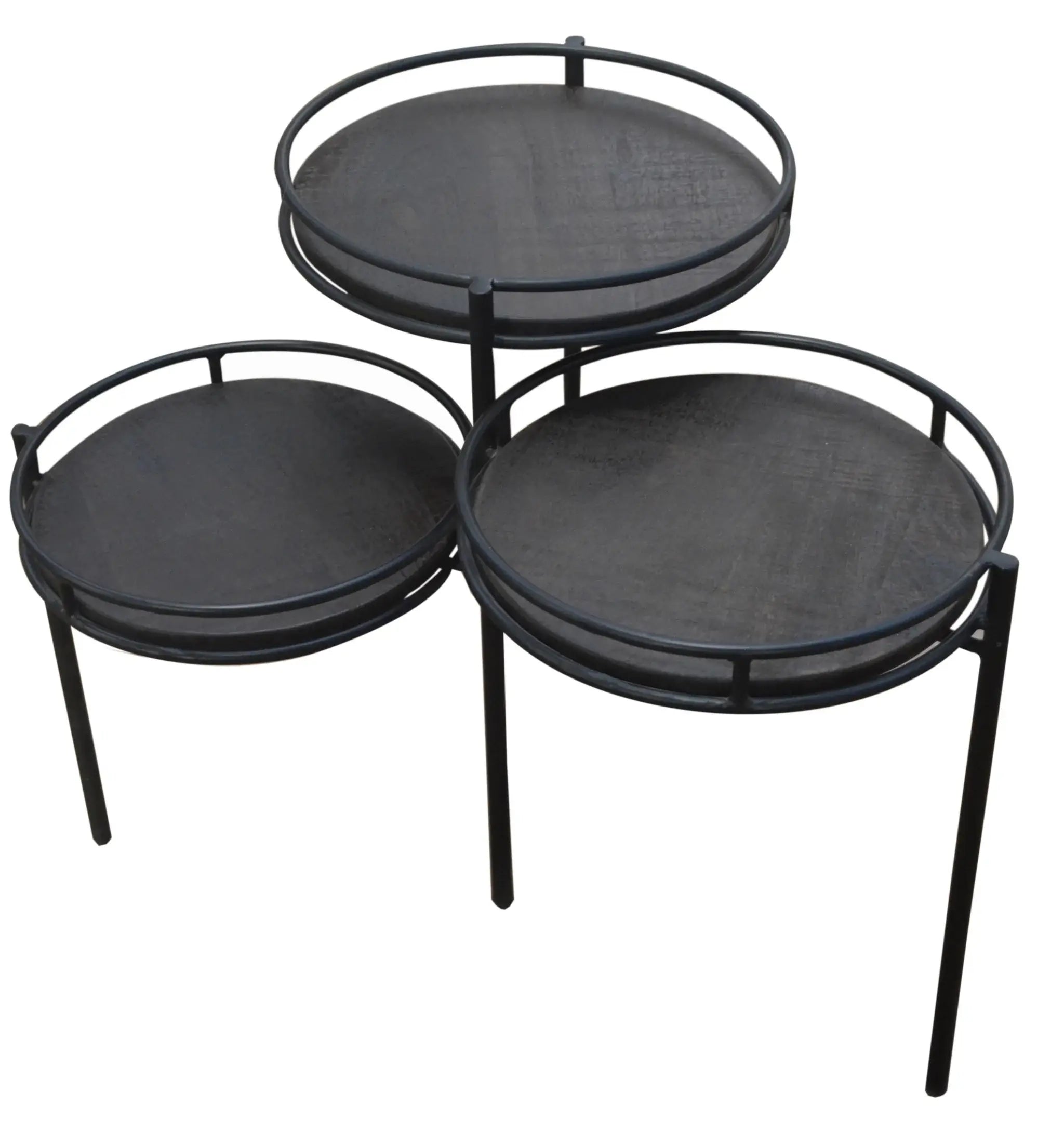 23" Black Solid Wood And Iron Round End Table - Homeroots - Flyclothing LLC