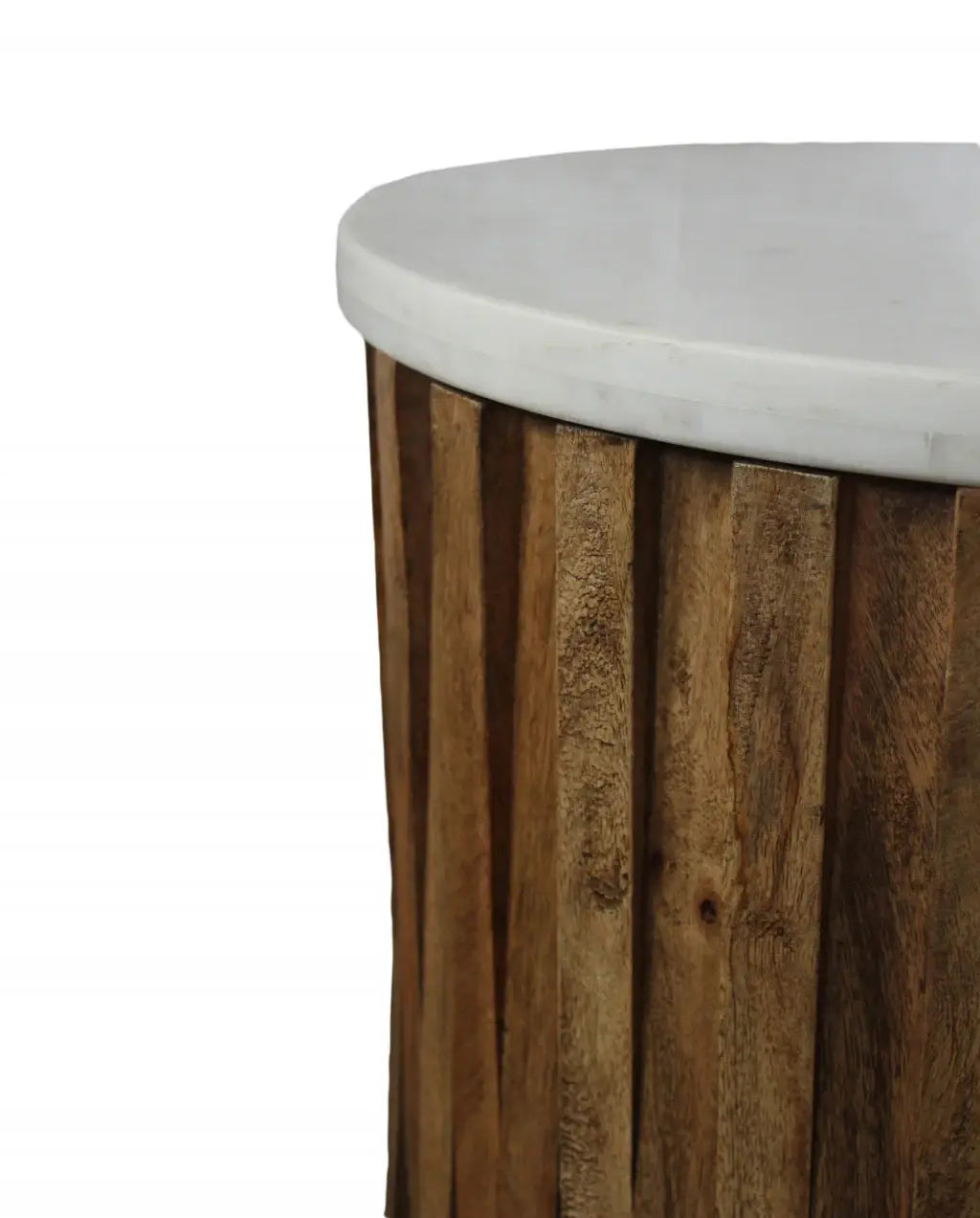 20" Brown And Ivory Marble And Solid Wood Round End Table - Homeroots - Flyclothing LLC