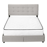 Gray Tufted Linen Upholstered Queen Bed Frame With Drawers - Homeroots - Flyclothing LLC
