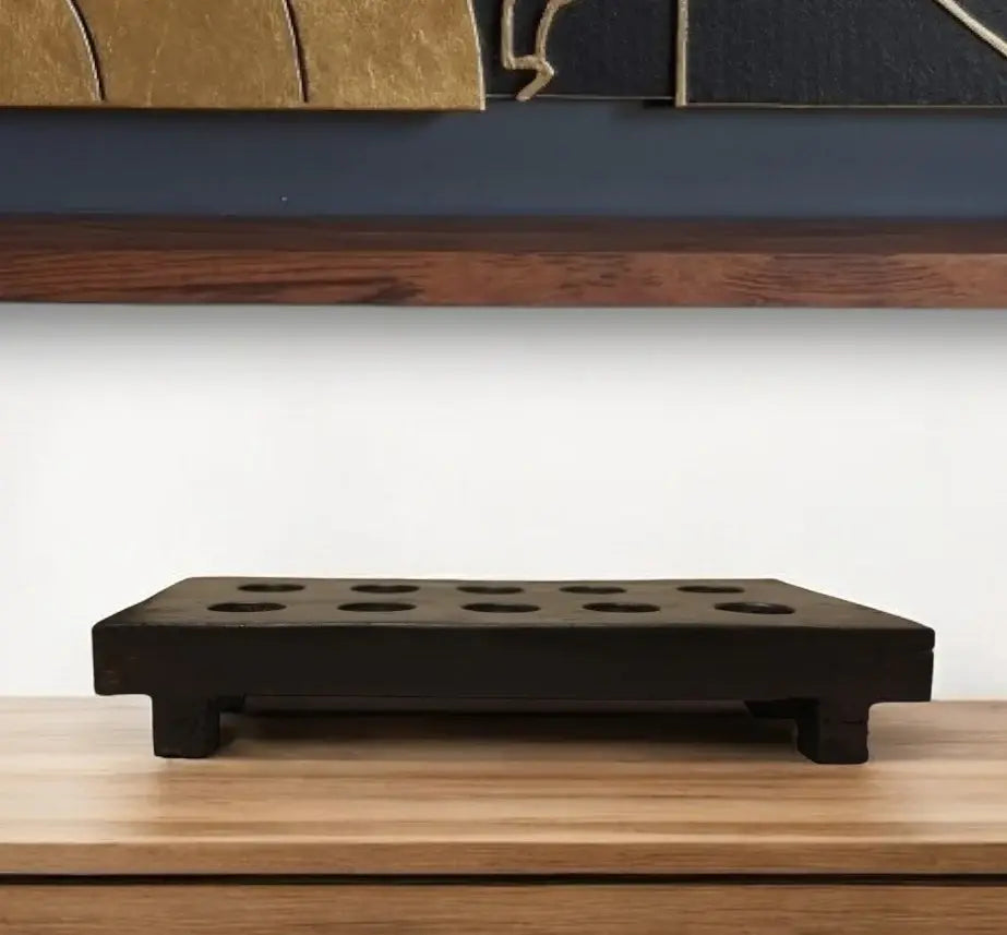 2" Brown Wood Geometric Tabletop Dish Candle Holder - Homeroots - Flyclothing LLC