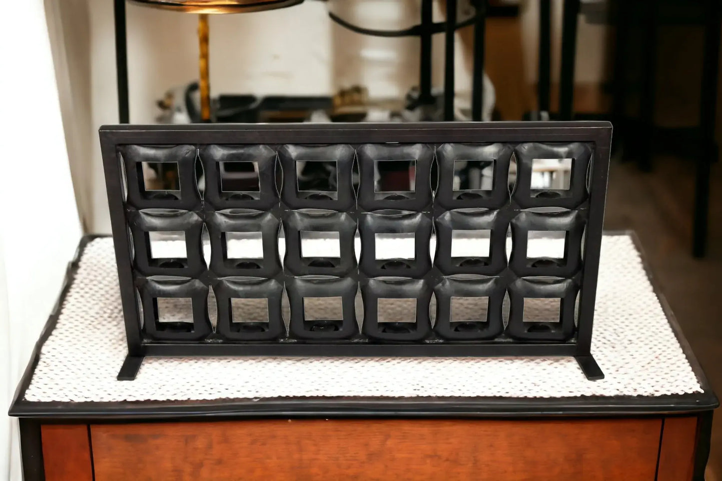 23" Black Iron Geometric Floor Tealight Candle Holder - Homeroots - Flyclothing LLC