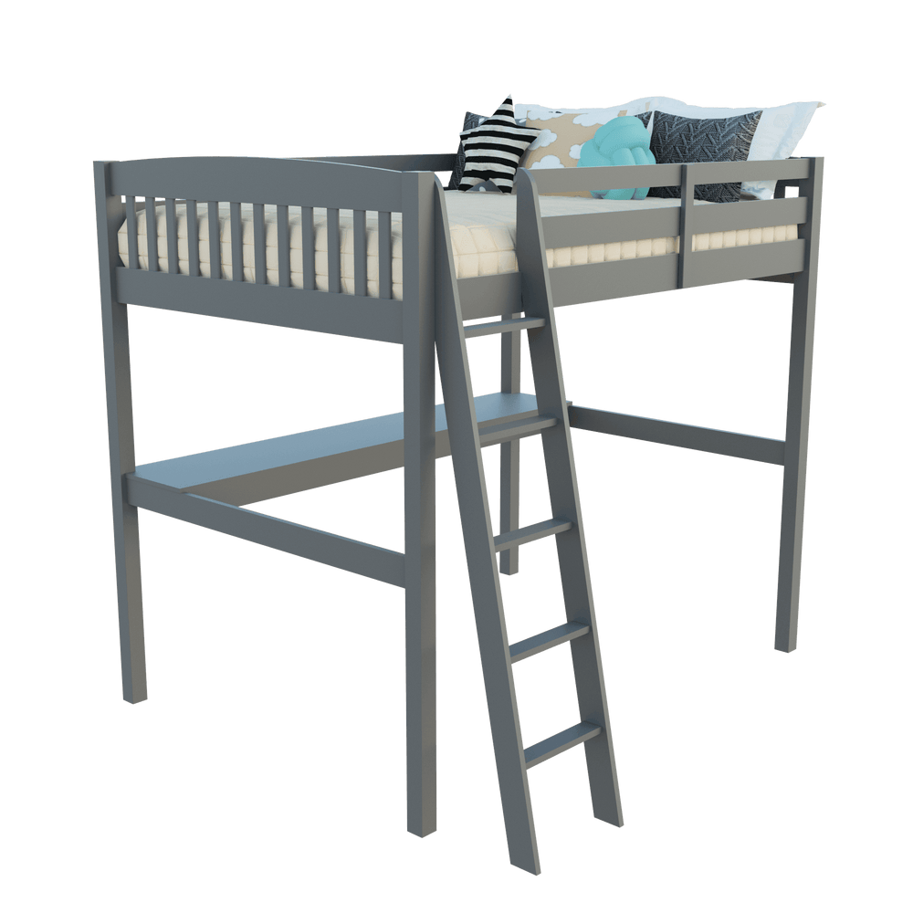 Gray Solid Wood Full Double Size Loft Bed with Desk and Storage - Homeroots - Flyclothing LLC