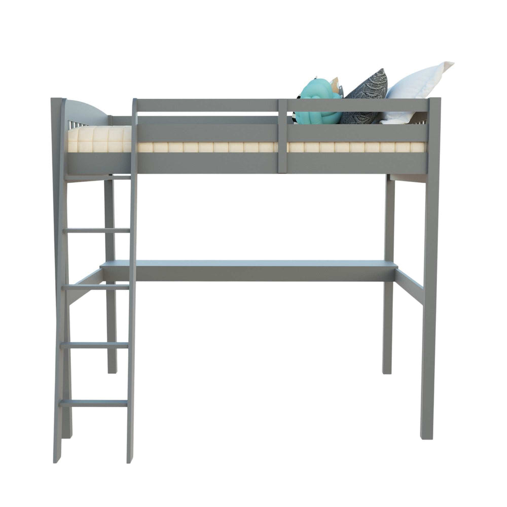 Gray Solid Wood Full Double Size Loft Bed with Desk and Storage - Homeroots - Flyclothing LLC