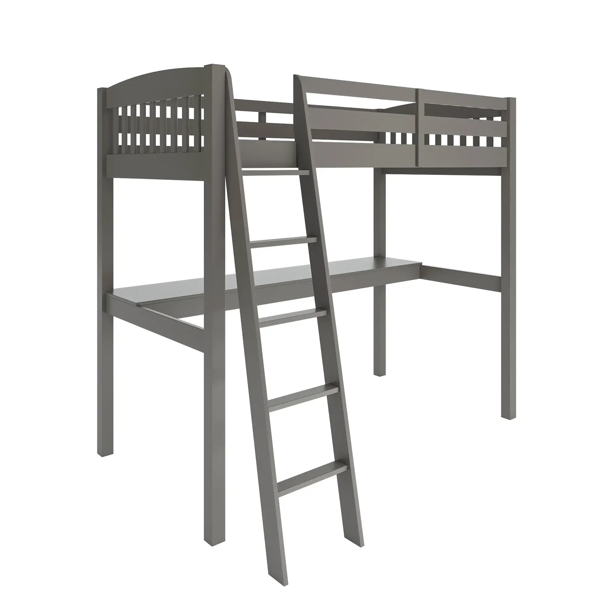 Gray Solid Wood Twin Size Loft Bed with Desk and Storage - Homeroots - Flyclothing LLC