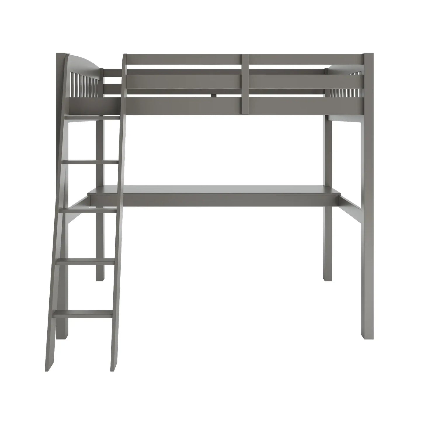 Gray Solid Wood Twin Size Loft Bed with Desk and Storage - Homeroots - Flyclothing LLC