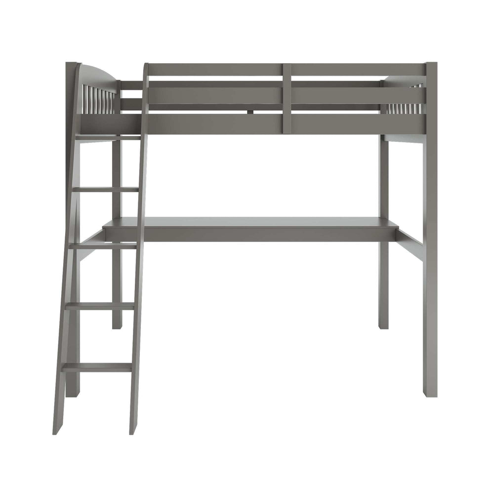 Gray Solid Wood Twin Size Loft Bed with Desk and Storage - Homeroots - Flyclothing LLC