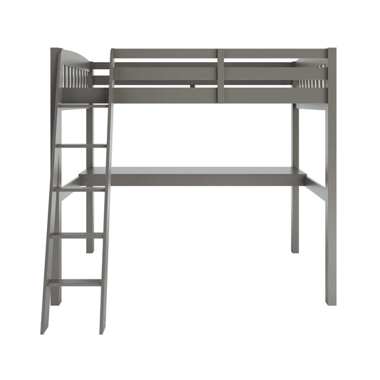 Gray Solid Wood Twin Size Loft Bed with Desk and Storage - Homeroots - Flyclothing LLC