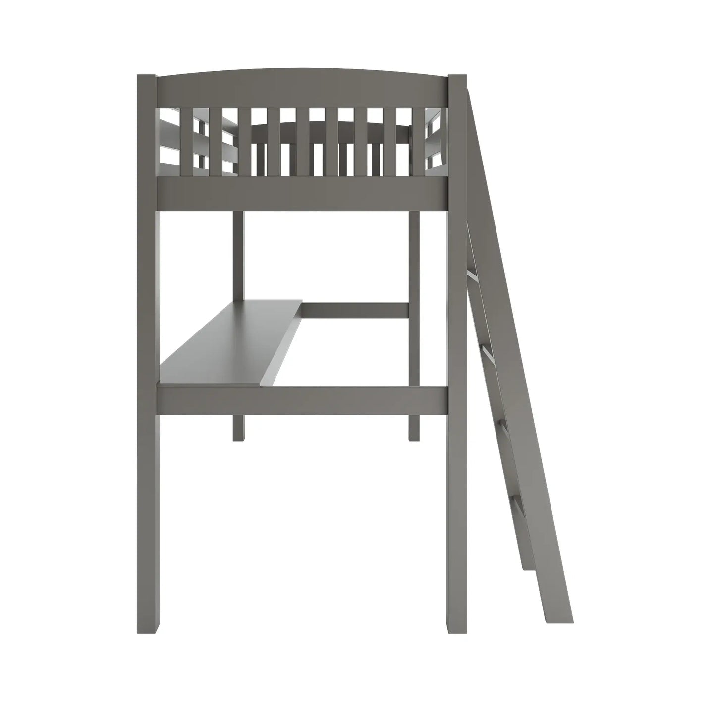 Gray Solid Wood Twin Size Loft Bed with Desk and Storage - Homeroots - Flyclothing LLC