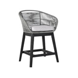 38" Light Gray Solid Wood Low back Outdoor Bar Height chair with Footrest - Homeroots - Flyclothing LLC