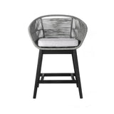 38" Light Gray Solid Wood Low back Outdoor Bar Height chair with Footrest - Homeroots - Flyclothing LLC