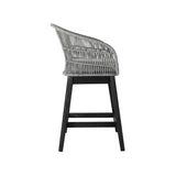 38" Light Gray Solid Wood Low back Outdoor Bar Height chair with Footrest - Homeroots - Flyclothing LLC