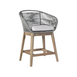 38" Light Gray Solid Wood Low back Outdoor Bar Height chair with Footrest - Homeroots - Flyclothing LLC