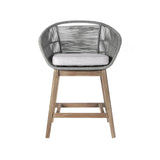 38" Light Gray Solid Wood Low back Outdoor Bar Height chair with Footrest - Homeroots - Flyclothing LLC